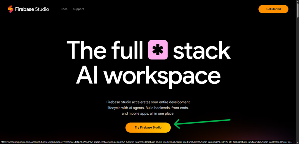 Google Firebase Studio- Home Page