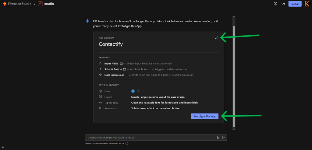 Google Firebase Studio- Developing the app